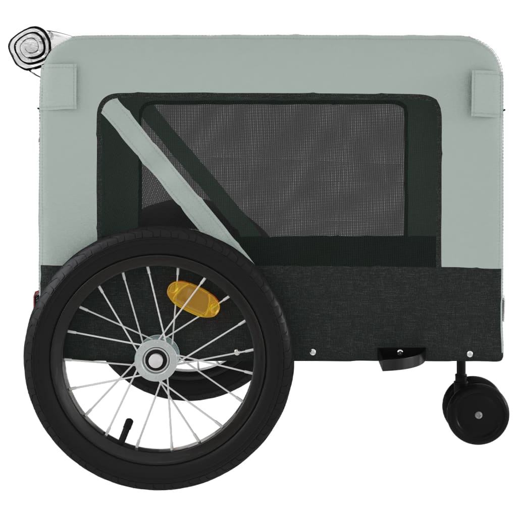 vidaXL Pet Bike Trailer Grey and Black Oxford Fabric and Iron