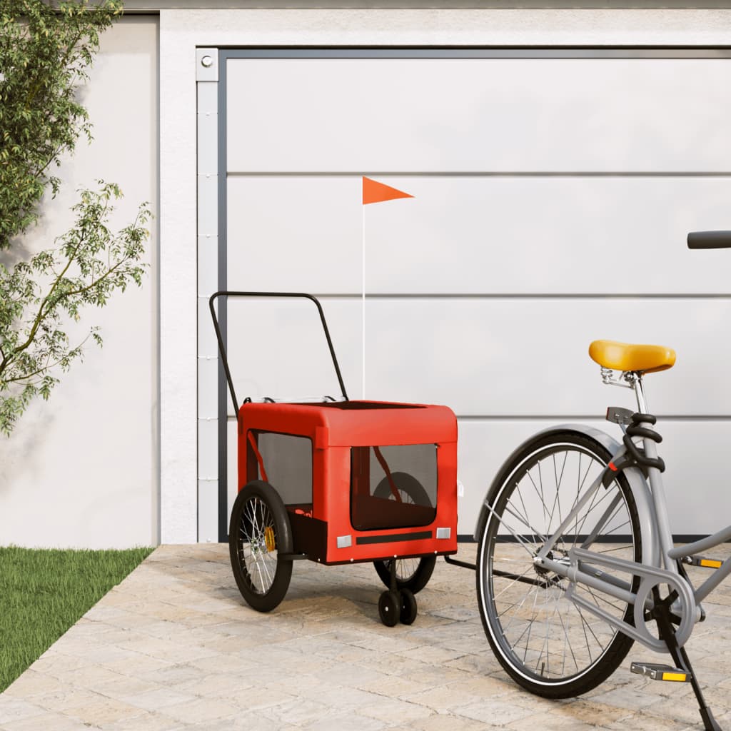 vidaXL Pet Bike Trailer Orange and Black Oxford Fabric and Iron