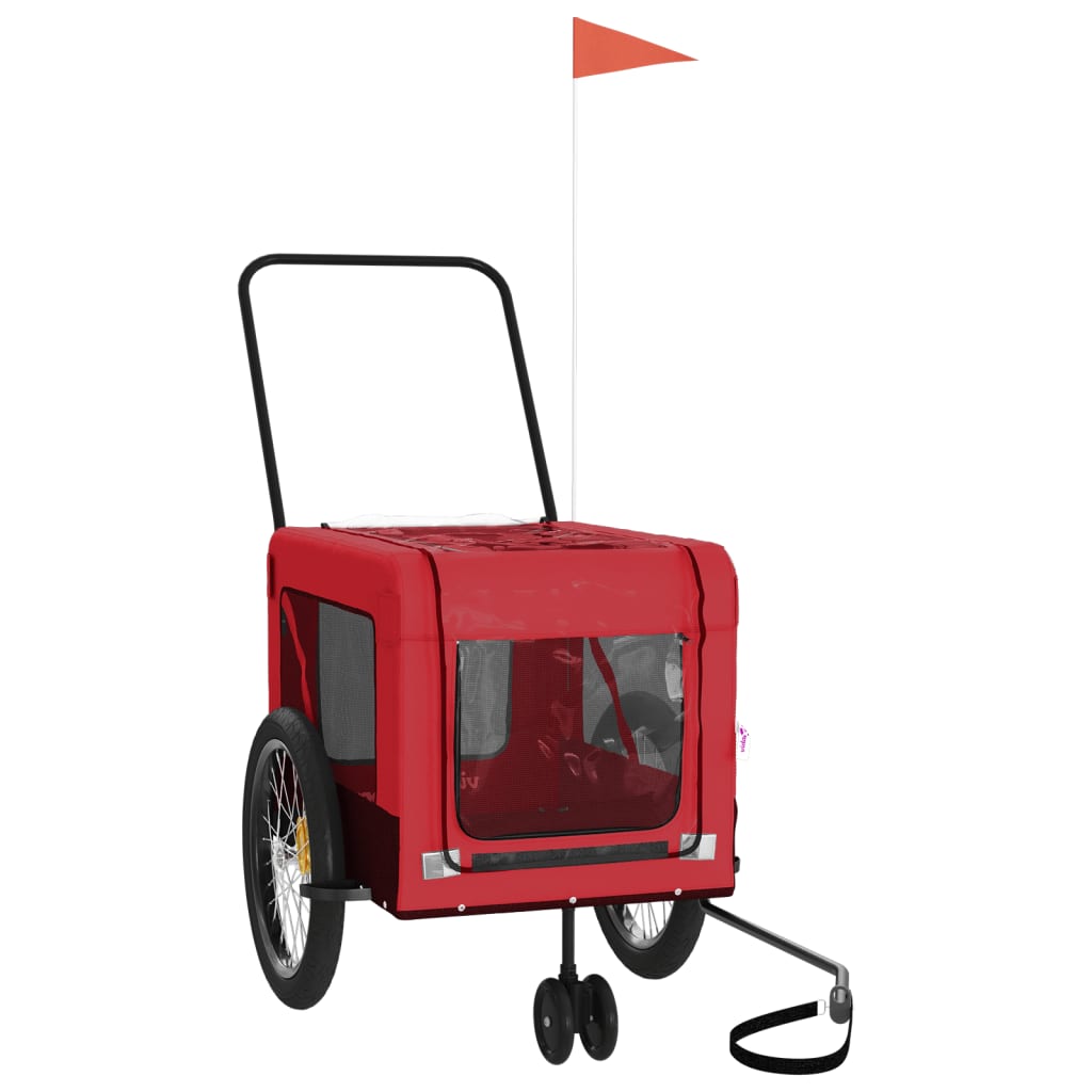 Pet Bike Trailer Red and Black Oxford Fabric and Iron