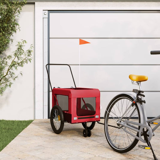 vidaXL Pet Bike Trailer Red and Black Oxford Fabric and Iron