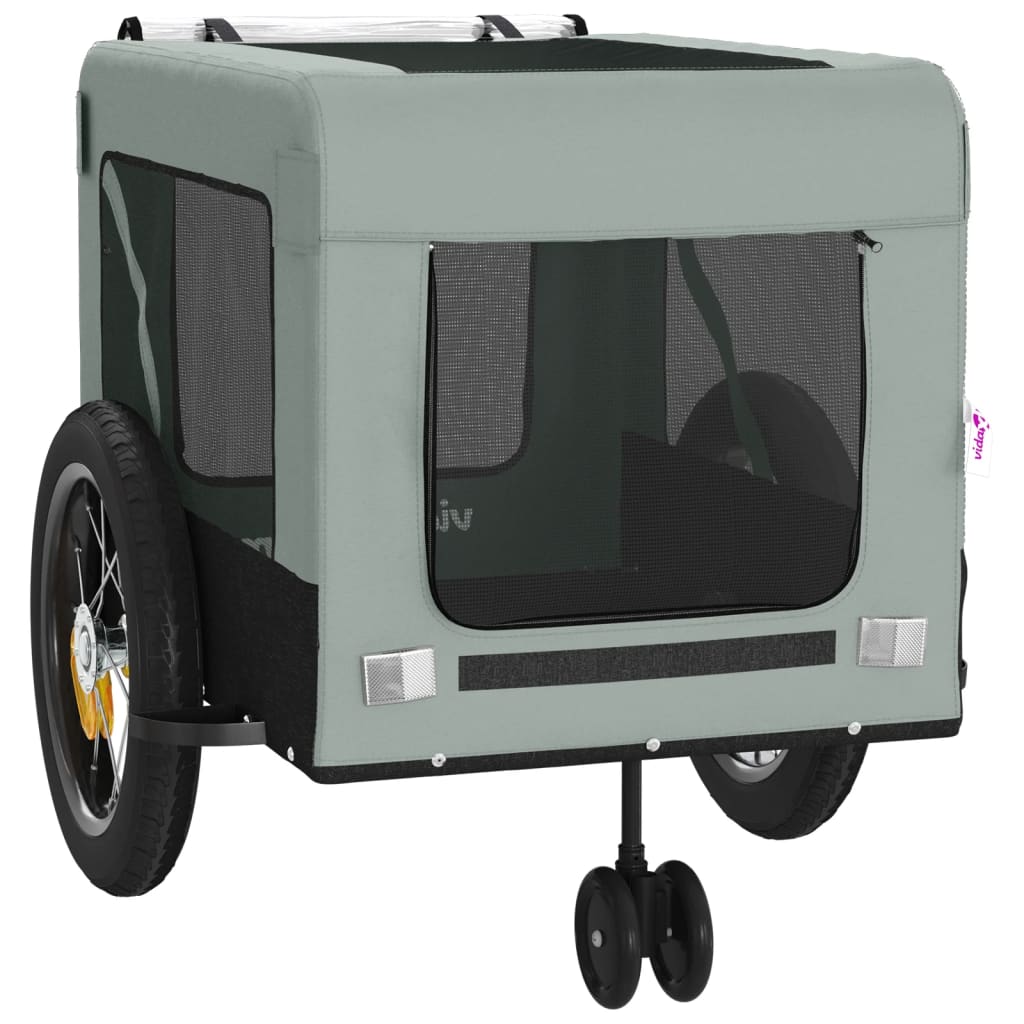 vidaXL Pet Bike Trailer Grey and Black Oxford Fabric and Iron