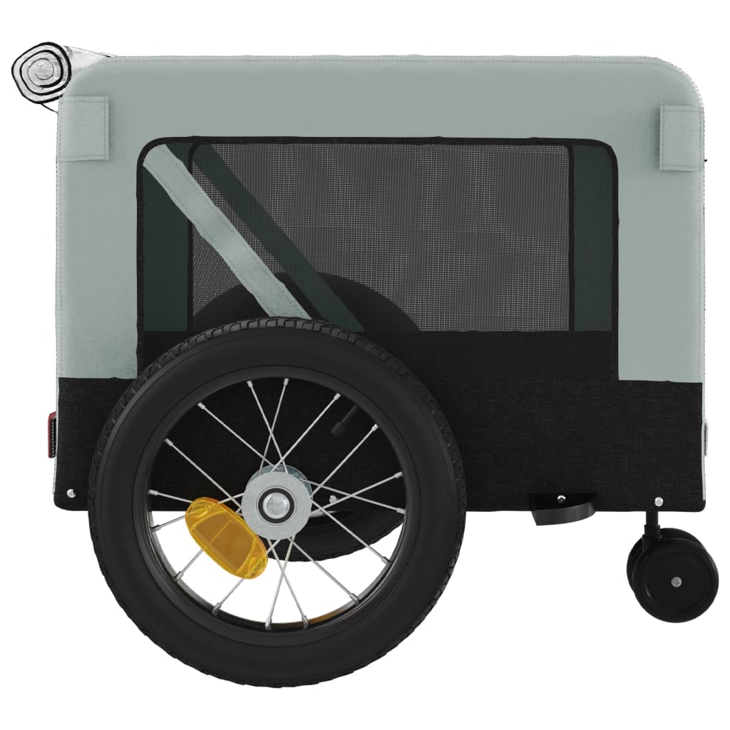 vidaXL Pet Bike Trailer Grey and Black Oxford Fabric and Iron