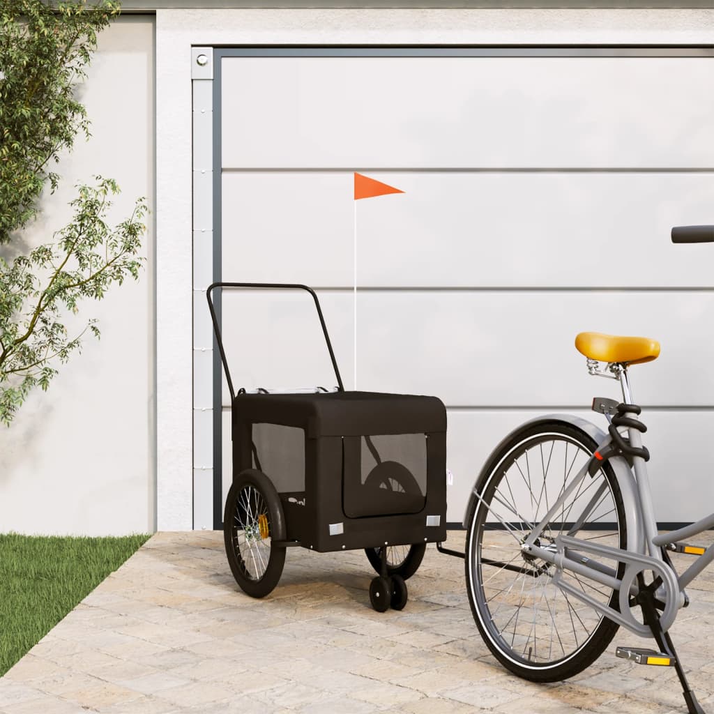 vidaXL Pet Bike Trailer Black Oxford Fabric and Iron