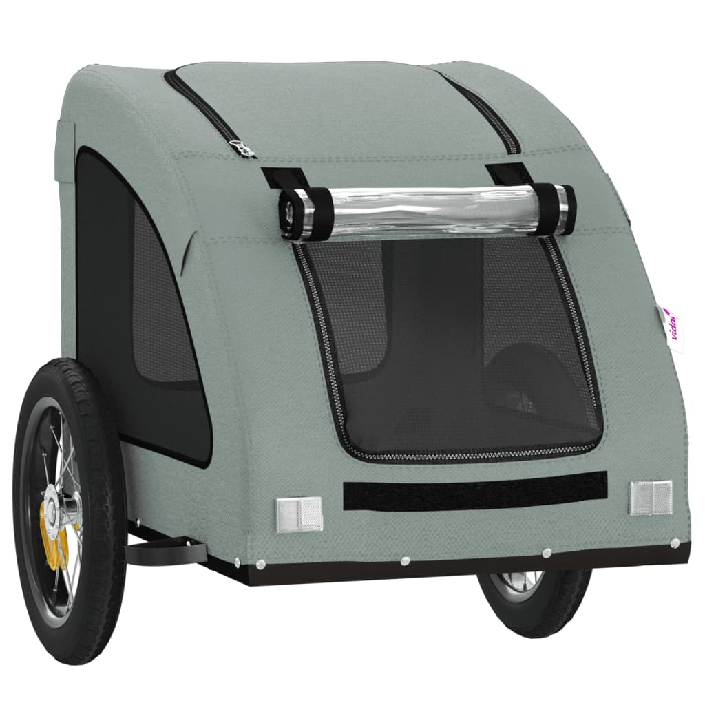 vidaXL Pet Bike Trailer Grey Oxford Fabric and Iron