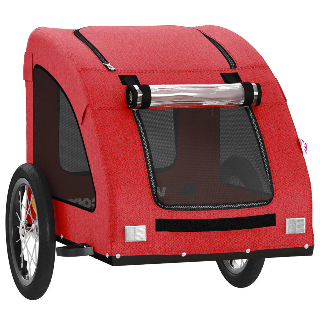 vidaXL Pet Bike Trailer Red Oxford Fabric and Iron