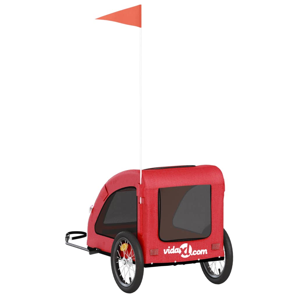 vidaXL Pet Bike Trailer Red Oxford Fabric and Iron