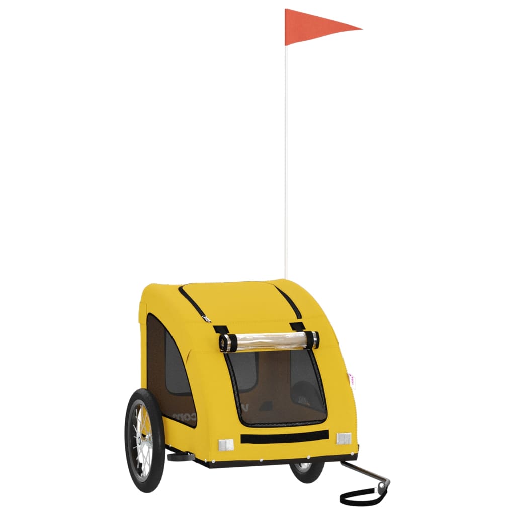 vidaXL Pet Bike Trailer Yellow Oxford Fabric and Iron