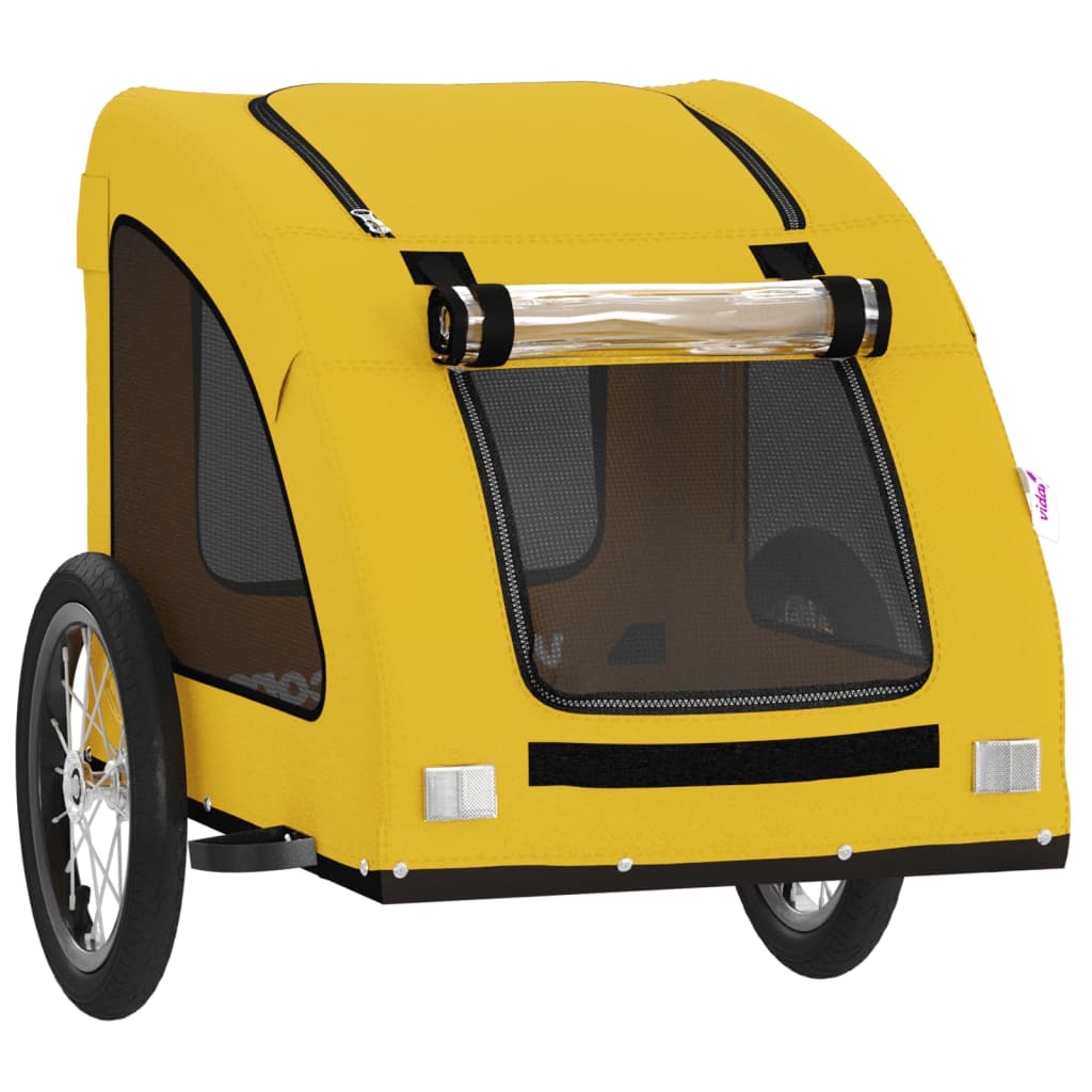 vidaXL Pet Bike Trailer Yellow Oxford Fabric and Iron