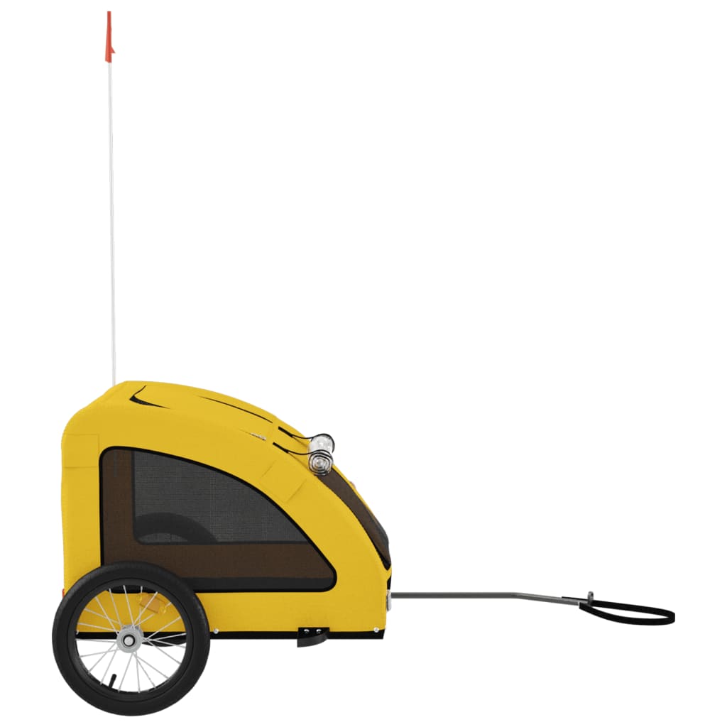 vidaXL Pet Bike Trailer Yellow Oxford Fabric and Iron