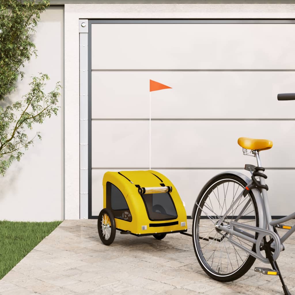 vidaXL Pet Bike Trailer Yellow Oxford Fabric and Iron