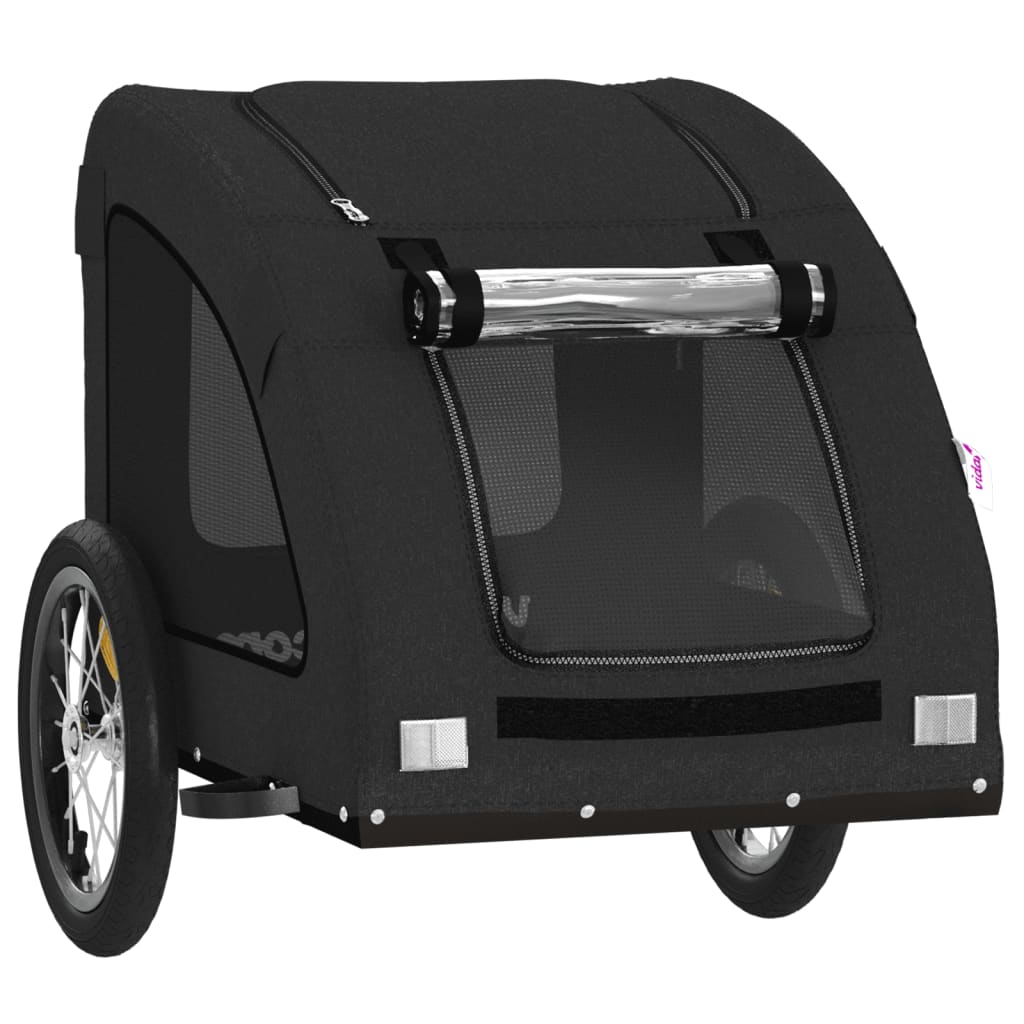 vidaXL Pet Bike Trailer Black Oxford Fabric and Iron