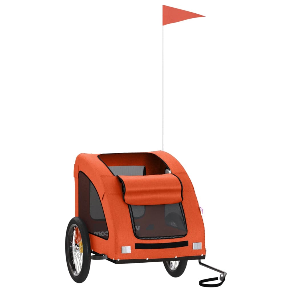 vidaXL Pet Bike Trailer Orange Oxford Fabric and Iron