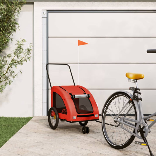 vidaXL Pet Bike Trailer Orange and Grey Oxford Fabric and Iron