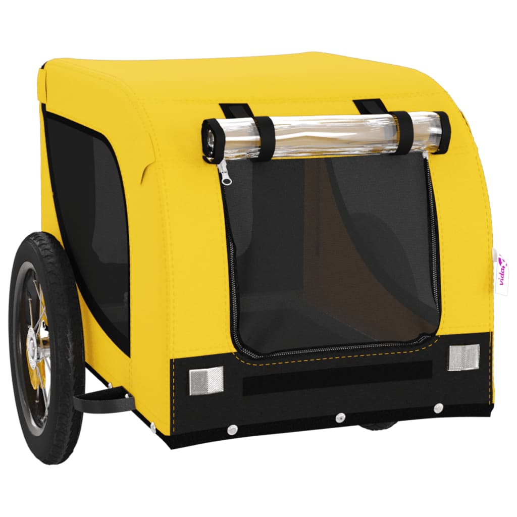 vidaXL Pet Bike Trailer Yellow and Black Oxford Fabric and Iron