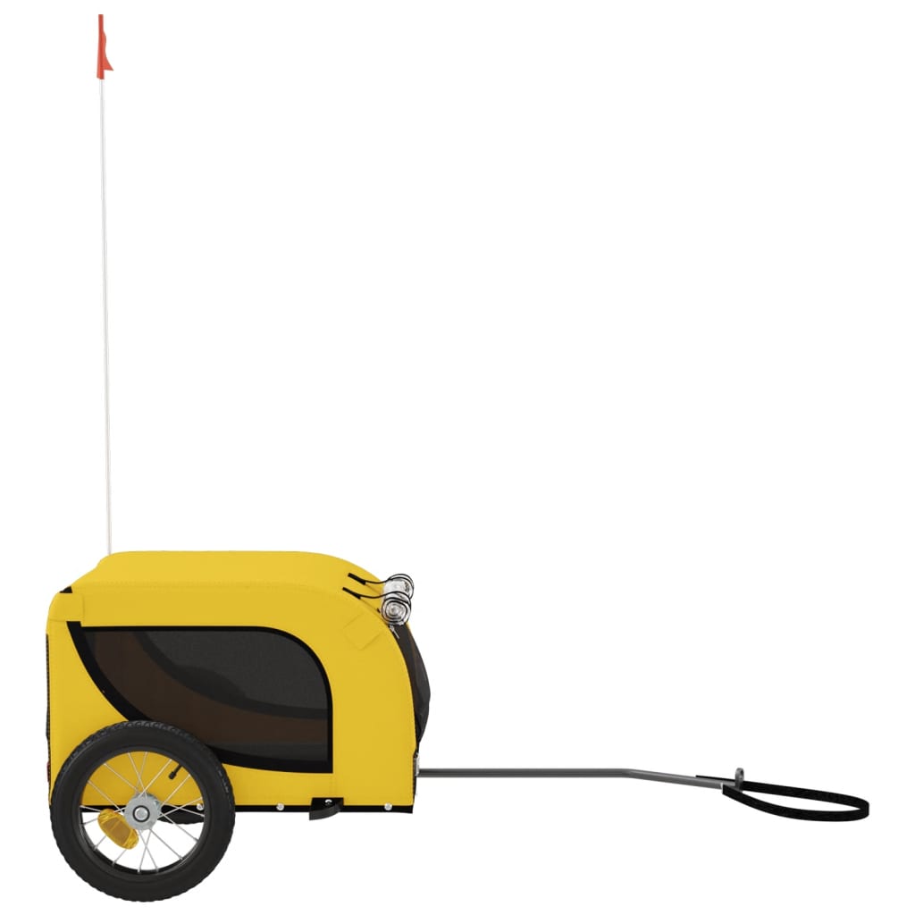 vidaXL Pet Bike Trailer Yellow and Black Oxford Fabric and Iron