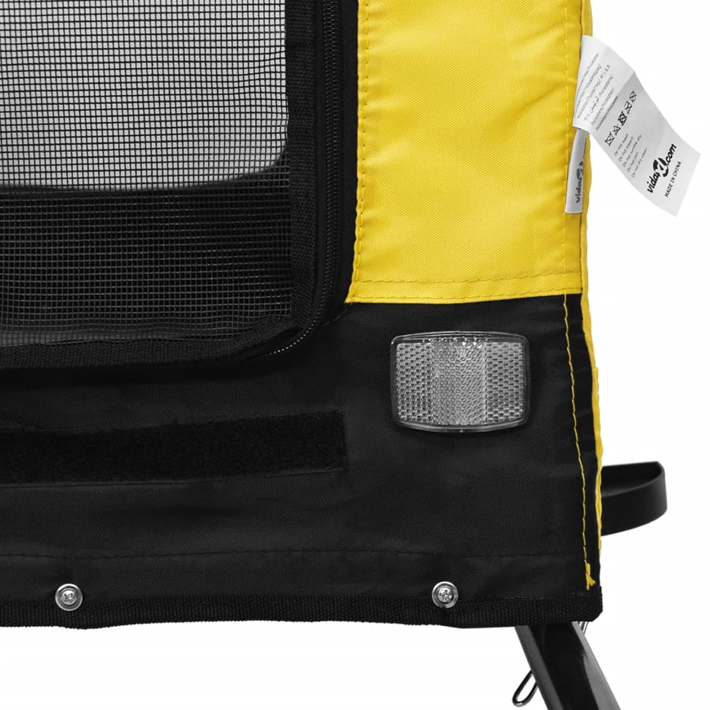 vidaXL Pet Bike Trailer Yellow and Black Oxford Fabric and Iron