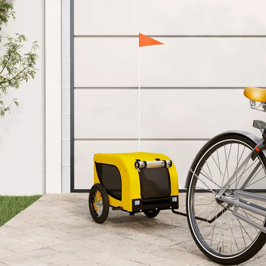 vidaXL Pet Bike Trailer Yellow and Black Oxford Fabric and Iron