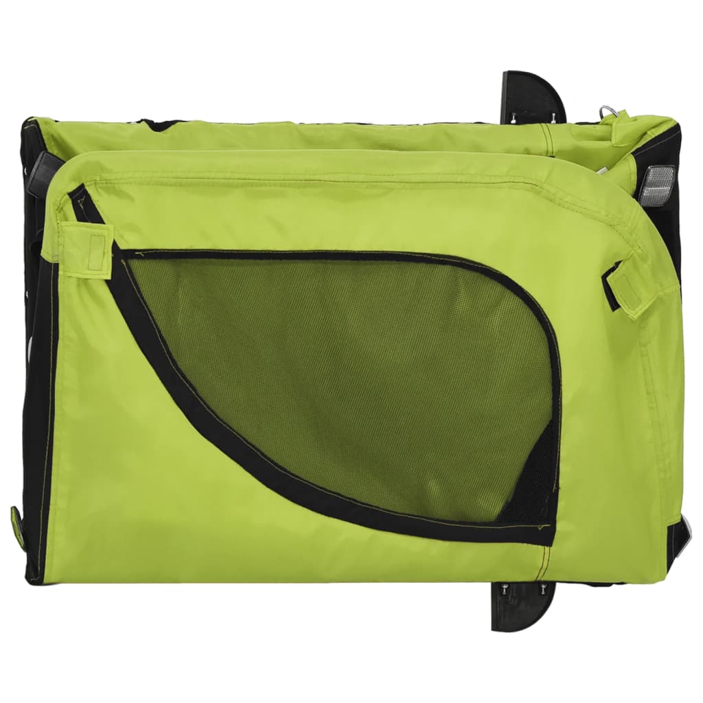 vidaXL Pet Bike Trailer Green and Black Oxford Fabric and Iron