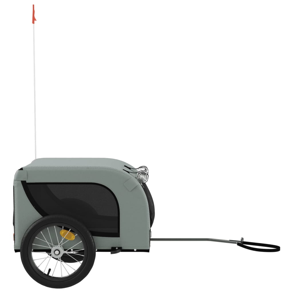 vidaXL Pet Bike Trailer Grey and Black Oxford Fabric and Iron