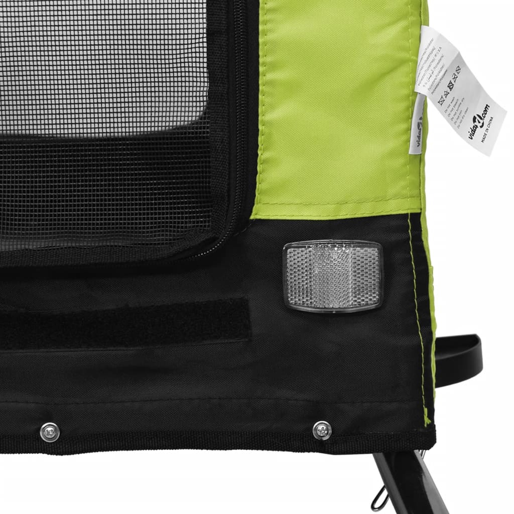 Pet Bike Trailer | Green and Black | Oxford Fabric, Iron, PVC | Medium