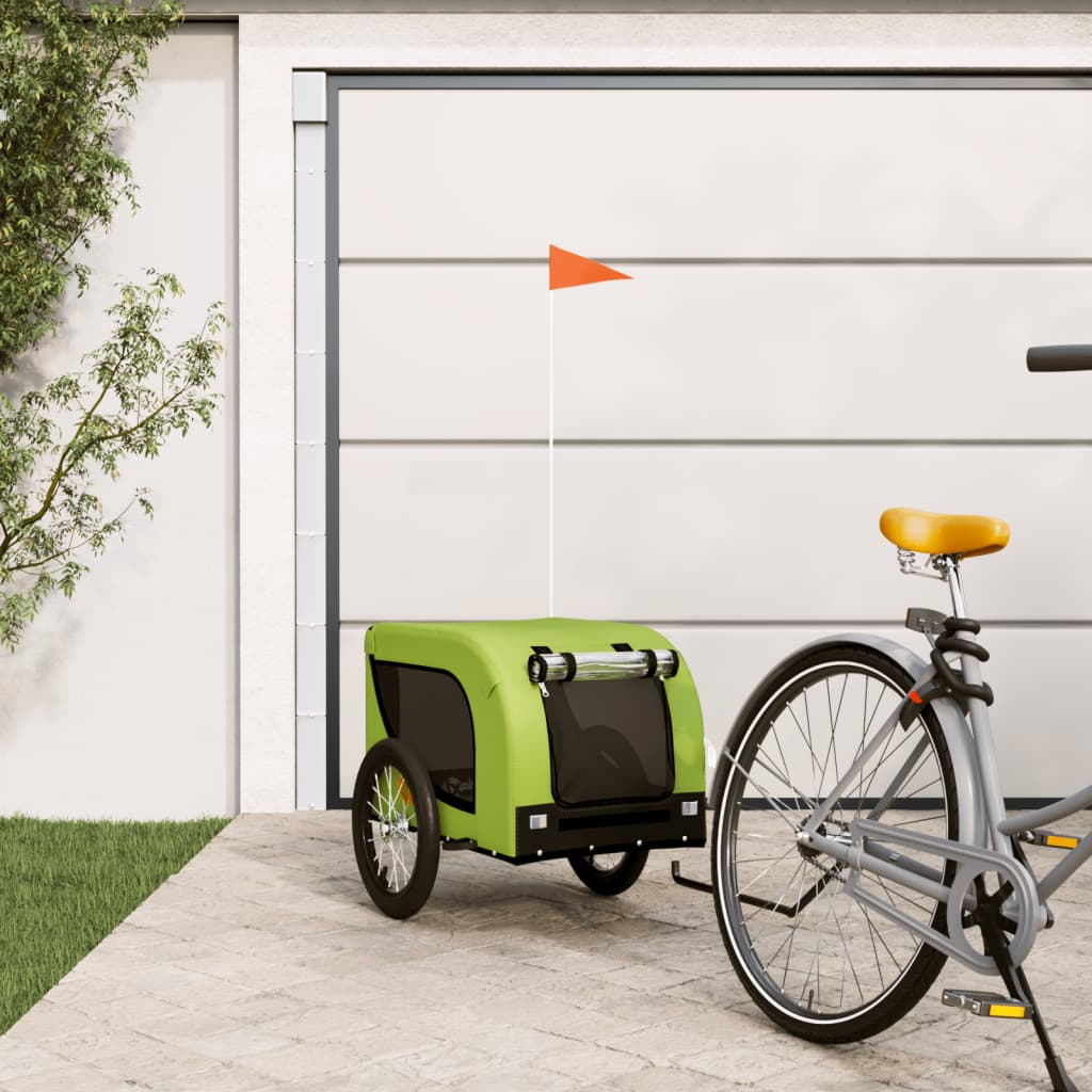 Pet Bike Trailer | Green and Black | Oxford Fabric, Iron, PVC | Medium
