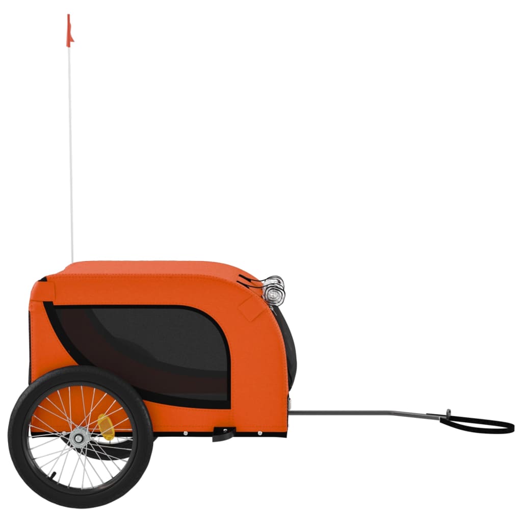 vidaXL Pet Bike Trailer Orange and Black Oxford Fabric and Iron