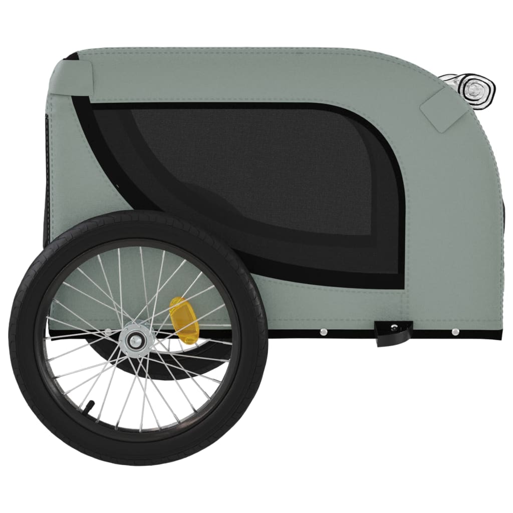 vidaXL Pet Bike Trailer Grey and Black Oxford Fabric and Iron