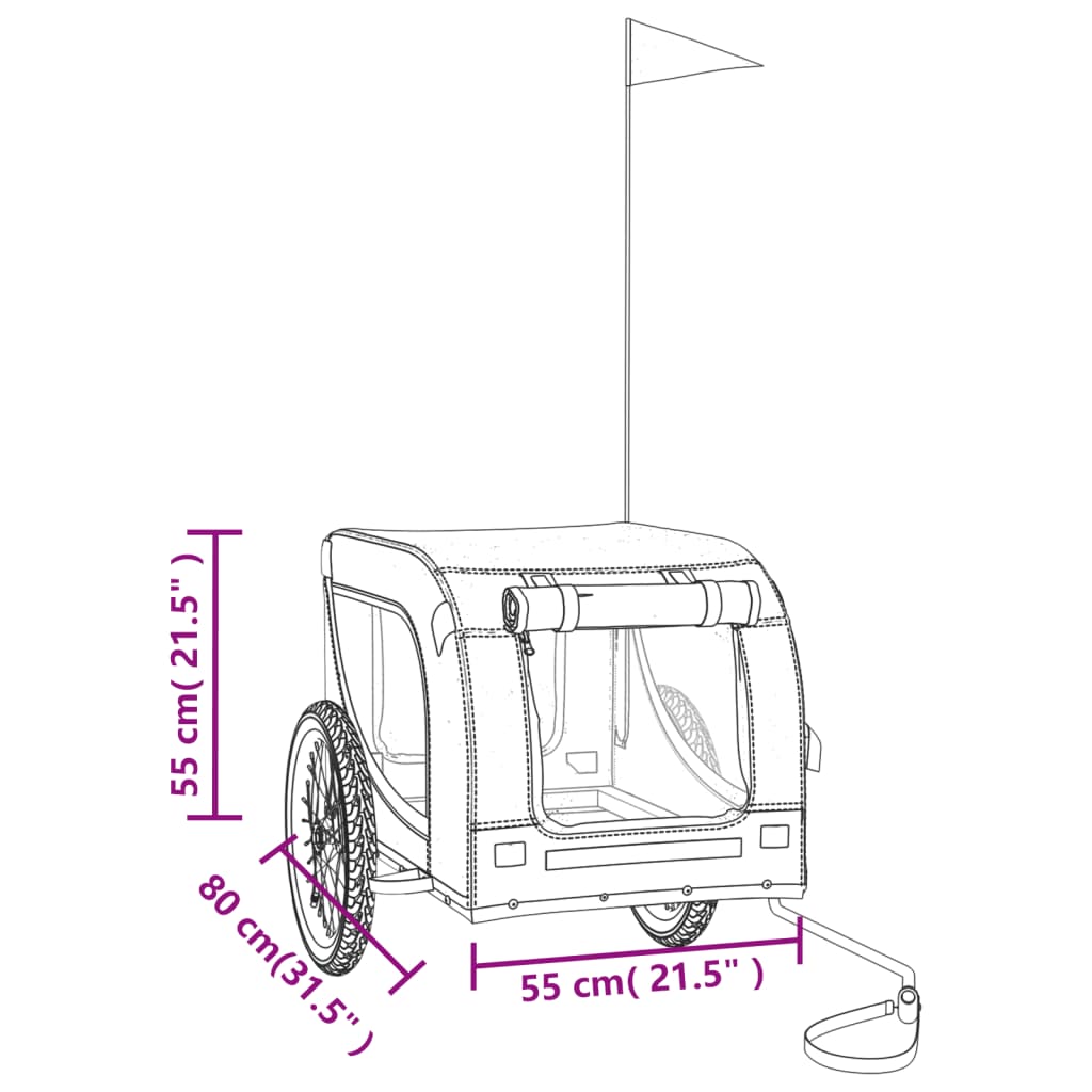 vidaXL Pet Bike Trailer Grey and Black Oxford Fabric and Iron