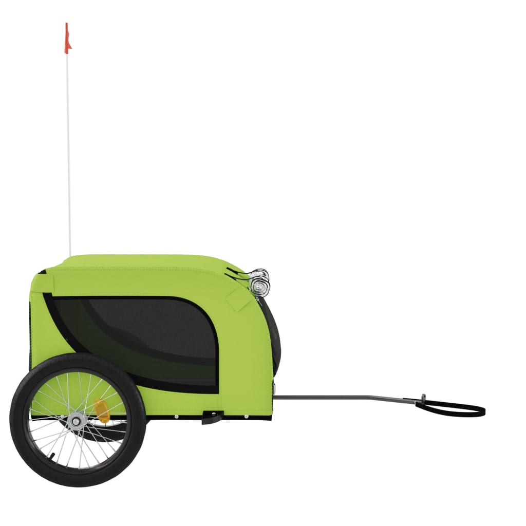 vidaXL Pet Bike Trailer Green and Black Oxford Fabric and Iron