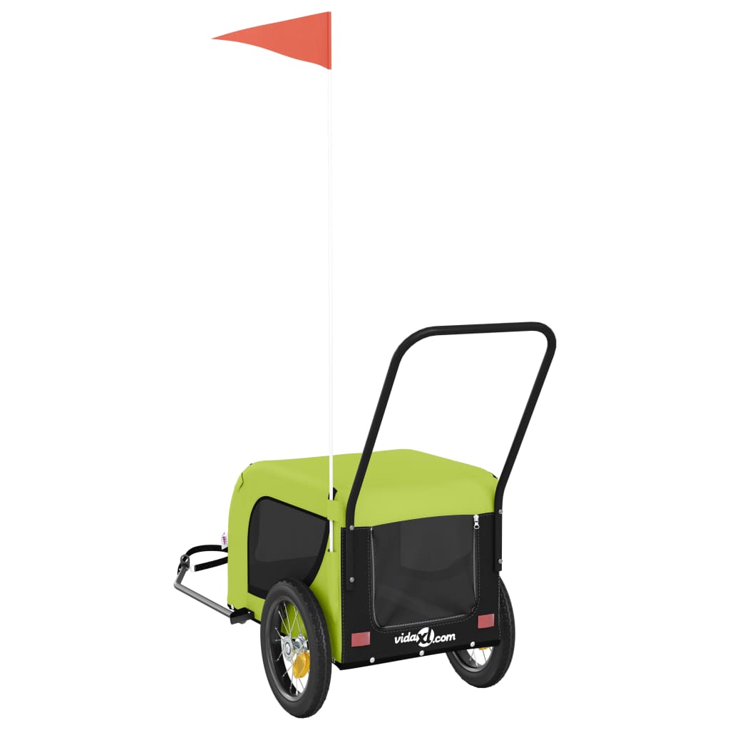 Pet Bike Trailer Green and Black Oxford Fabric and Iron