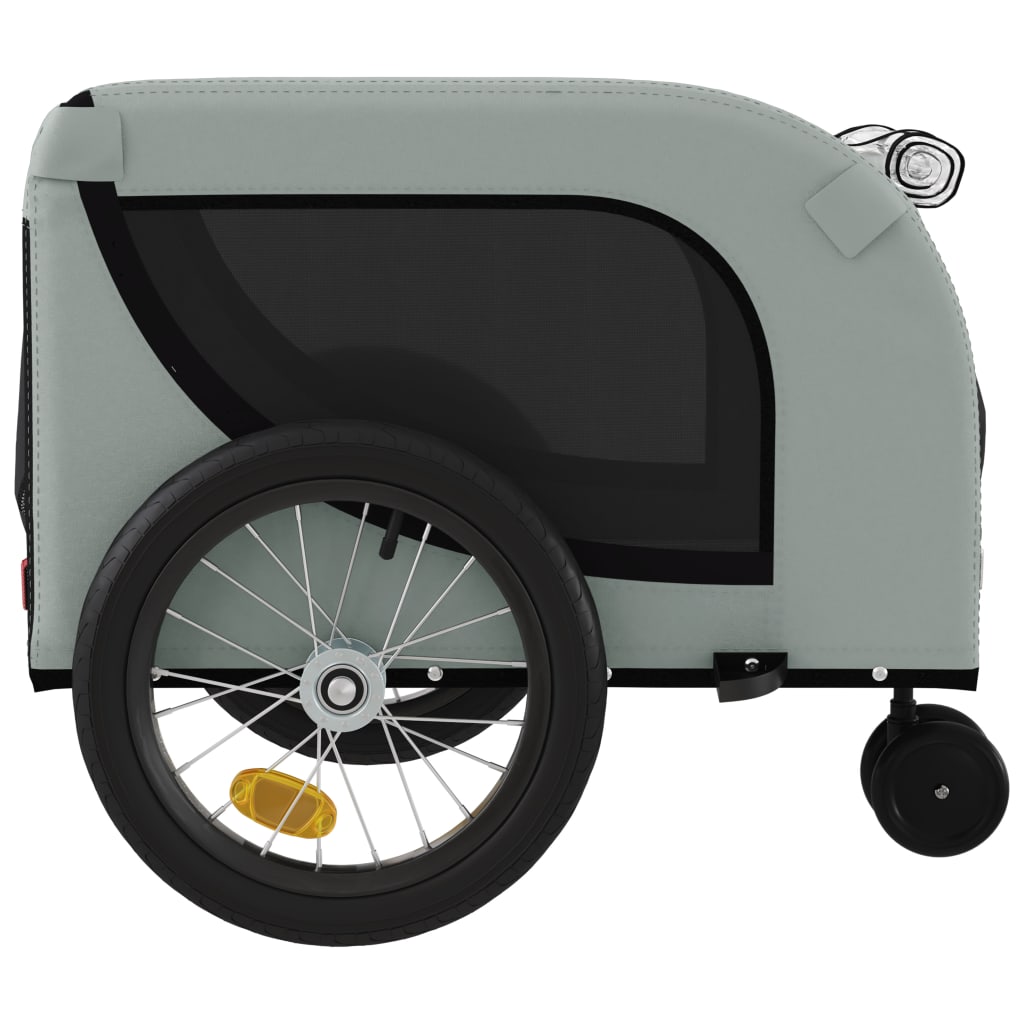 vidaXL Pet Bike Trailer Grey and Black Oxford Fabric and Iron