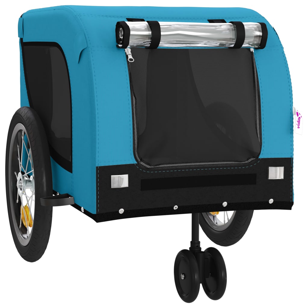 vidaXL Pet Bike Trailer Blue and Black Oxford Fabric and Iron