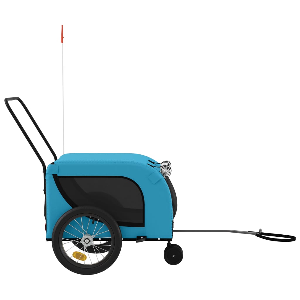 vidaXL Pet Bike Trailer Blue and Black Oxford Fabric and Iron