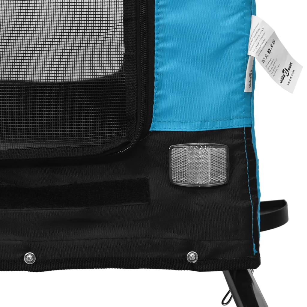 vidaXL Pet Bike Trailer Blue and Black Oxford Fabric and Iron