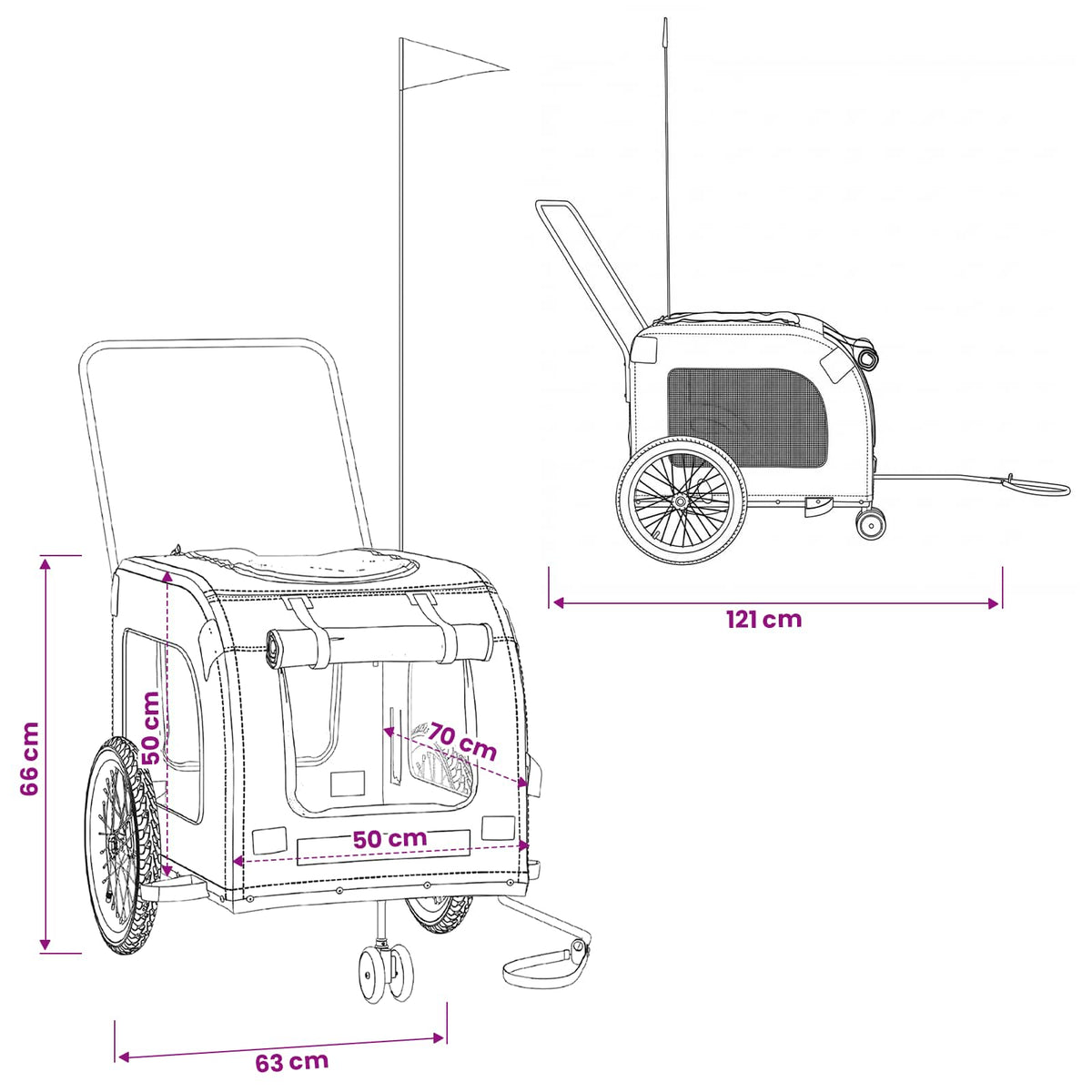 Pet Bike Trailer Black Oxford Fabric and Iron