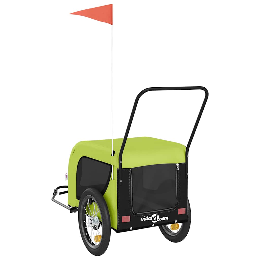 Pet Bike Trailer Green and Black Oxford Fabric and Iron