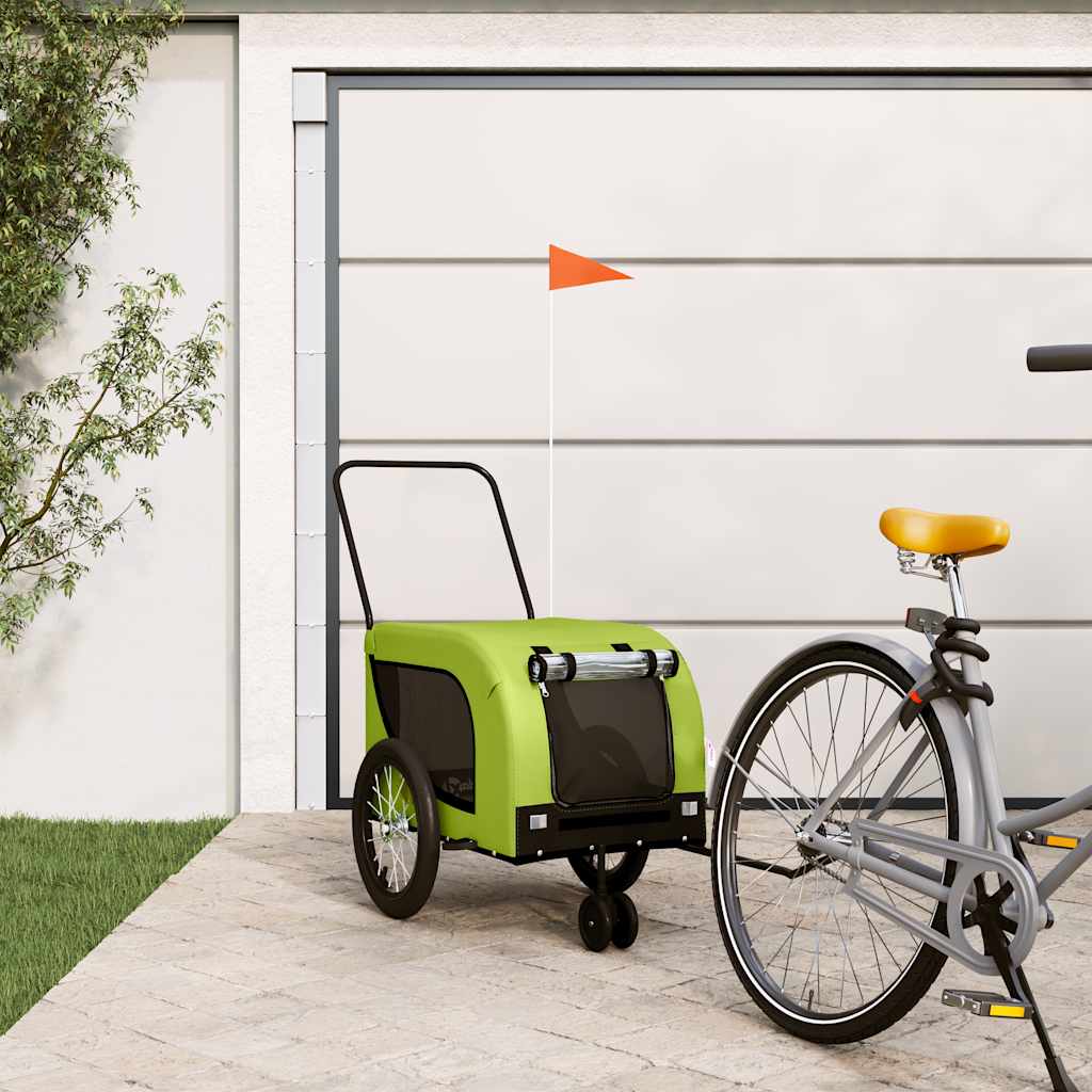 Pet Bike Trailer Green and Black Oxford Fabric and Iron