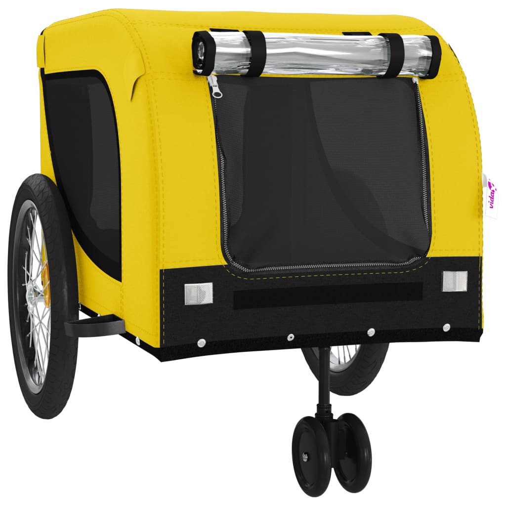 vidaXL Pet Bike Trailer Yellow and Black Oxford Fabric and Iron