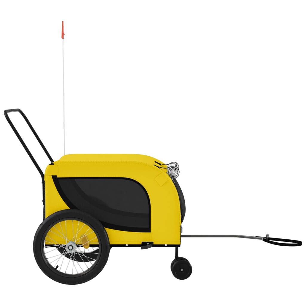 vidaXL Pet Bike Trailer Yellow and Black Oxford Fabric and Iron