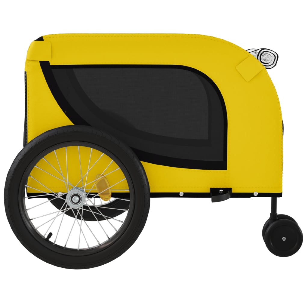 vidaXL Pet Bike Trailer Yellow and Black Oxford Fabric and Iron