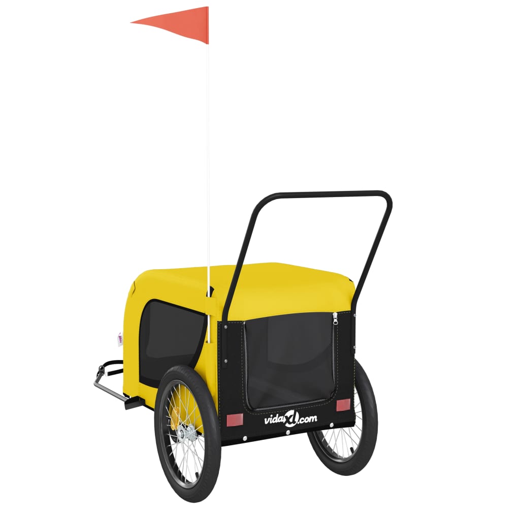 vidaXL Pet Bike Trailer Yellow and Black Oxford Fabric and Iron