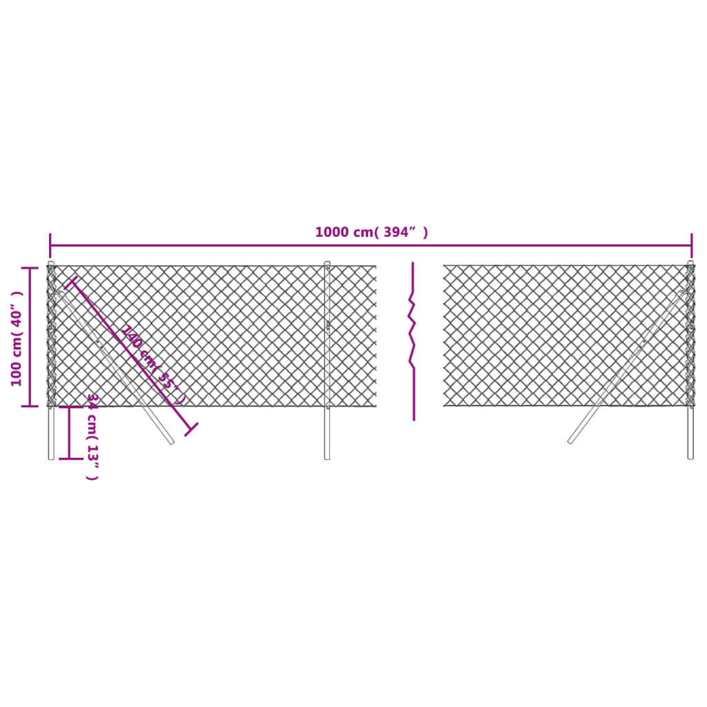 vidaXL Chain Link Fence Green 1x10 m