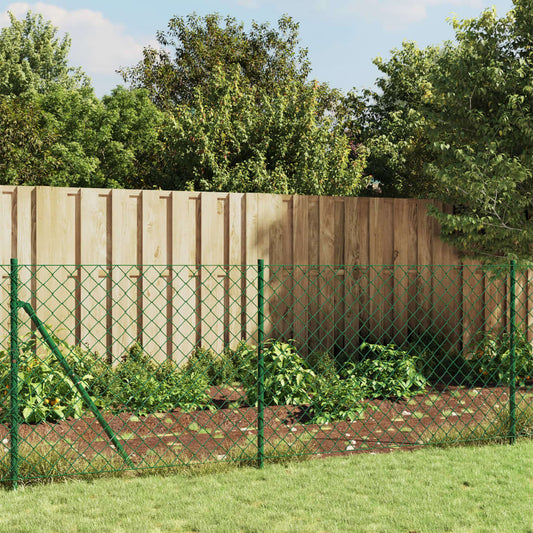 vidaXL Chain Link Fence Green 1x10 m