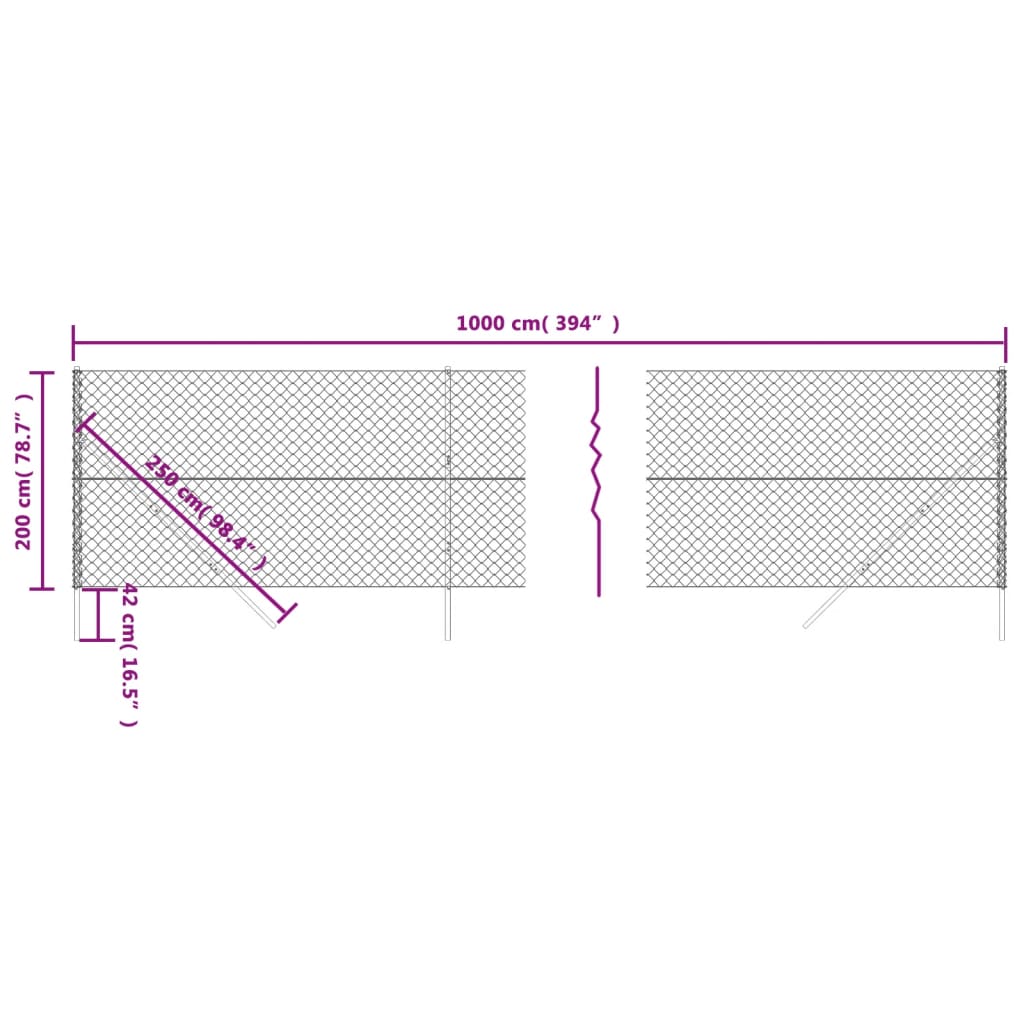 vidaXL Chain Link Fence Green 2x10 m