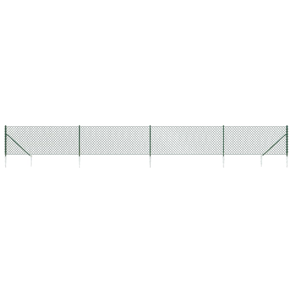 vidaXL Chain Link Fence with Spike Anchors Green 1.1x10 m