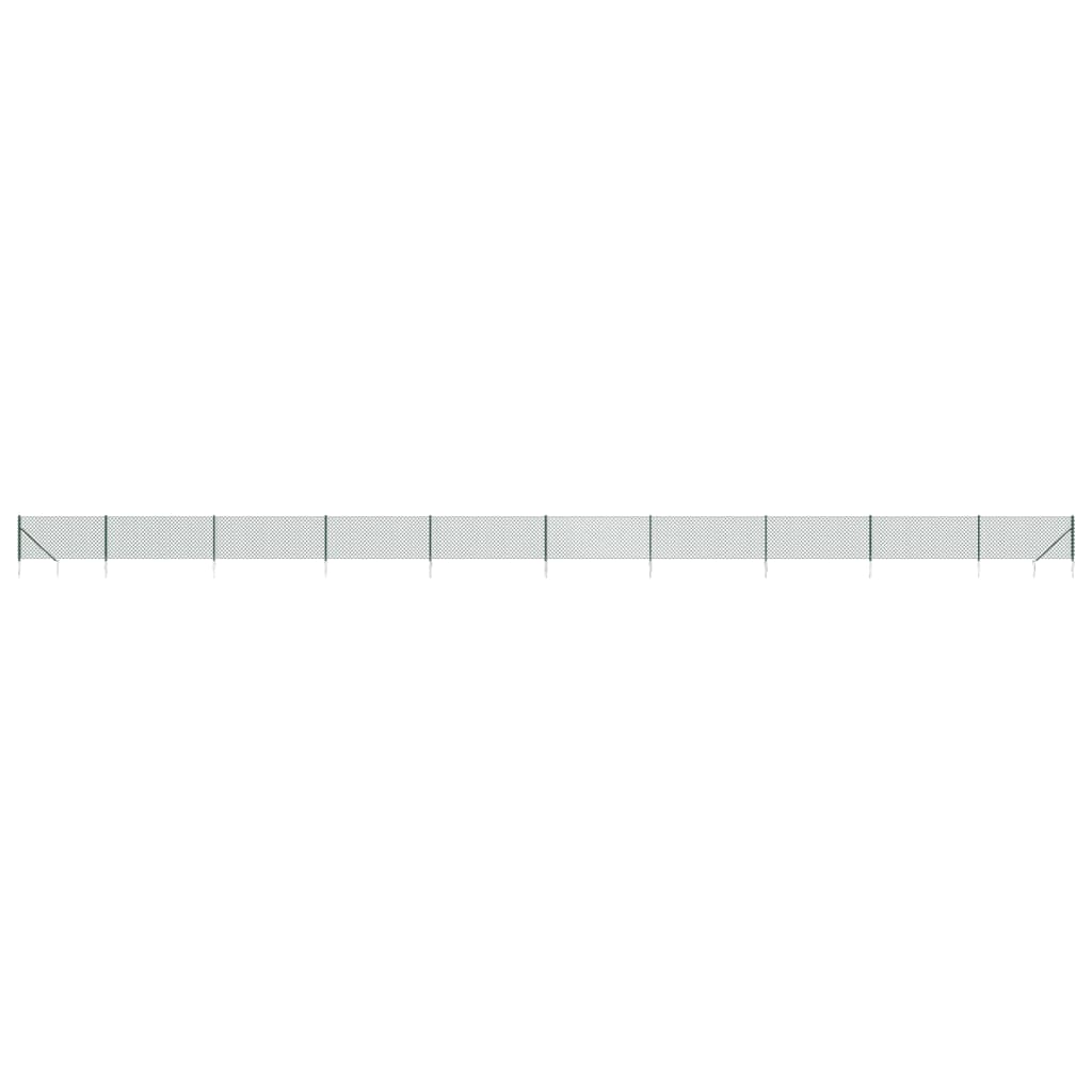 Chain Link Fence with Spike Anchors Green 1.1x25 m