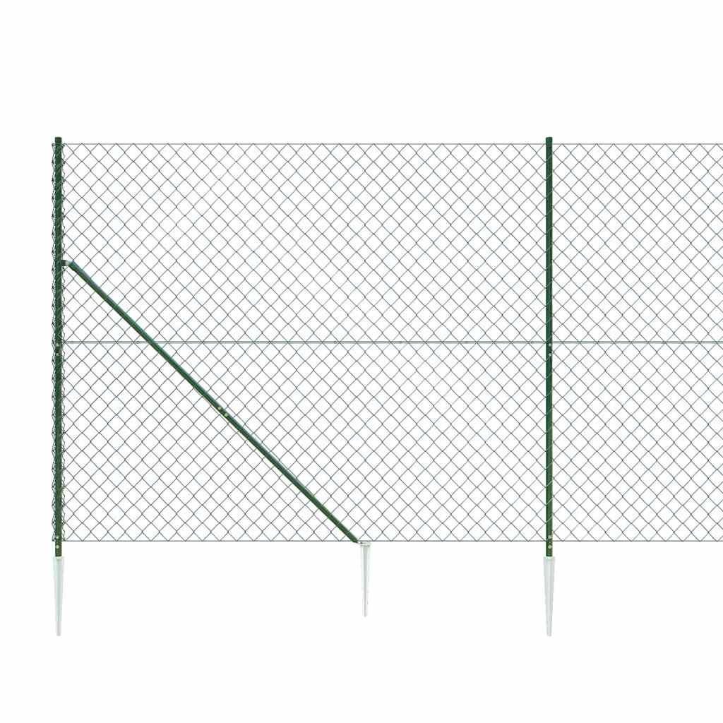 Chain Link Fence with Spike Anchors Green 2x25 m