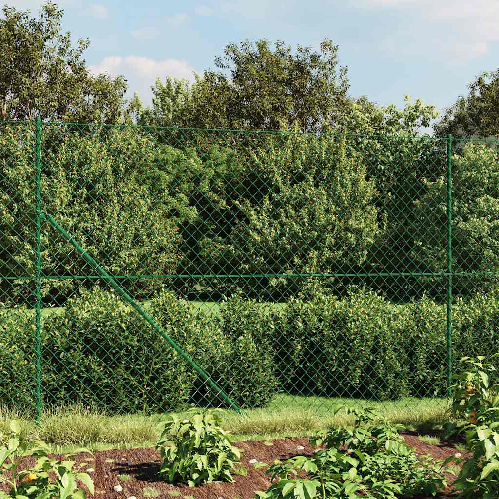 Chain Link Fence with Spike Anchors Green 2x25 m