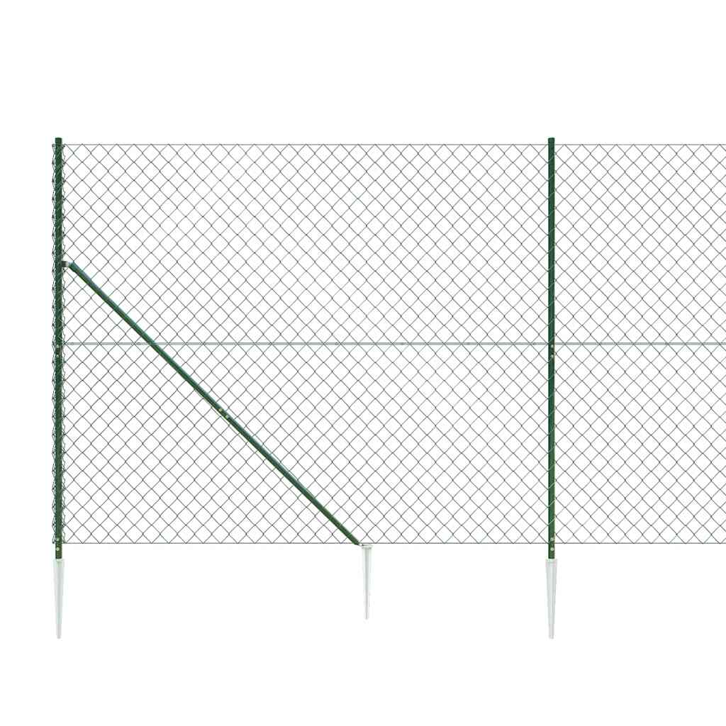 Chain Link Fence with Spike Anchors Green 2.2x25 m