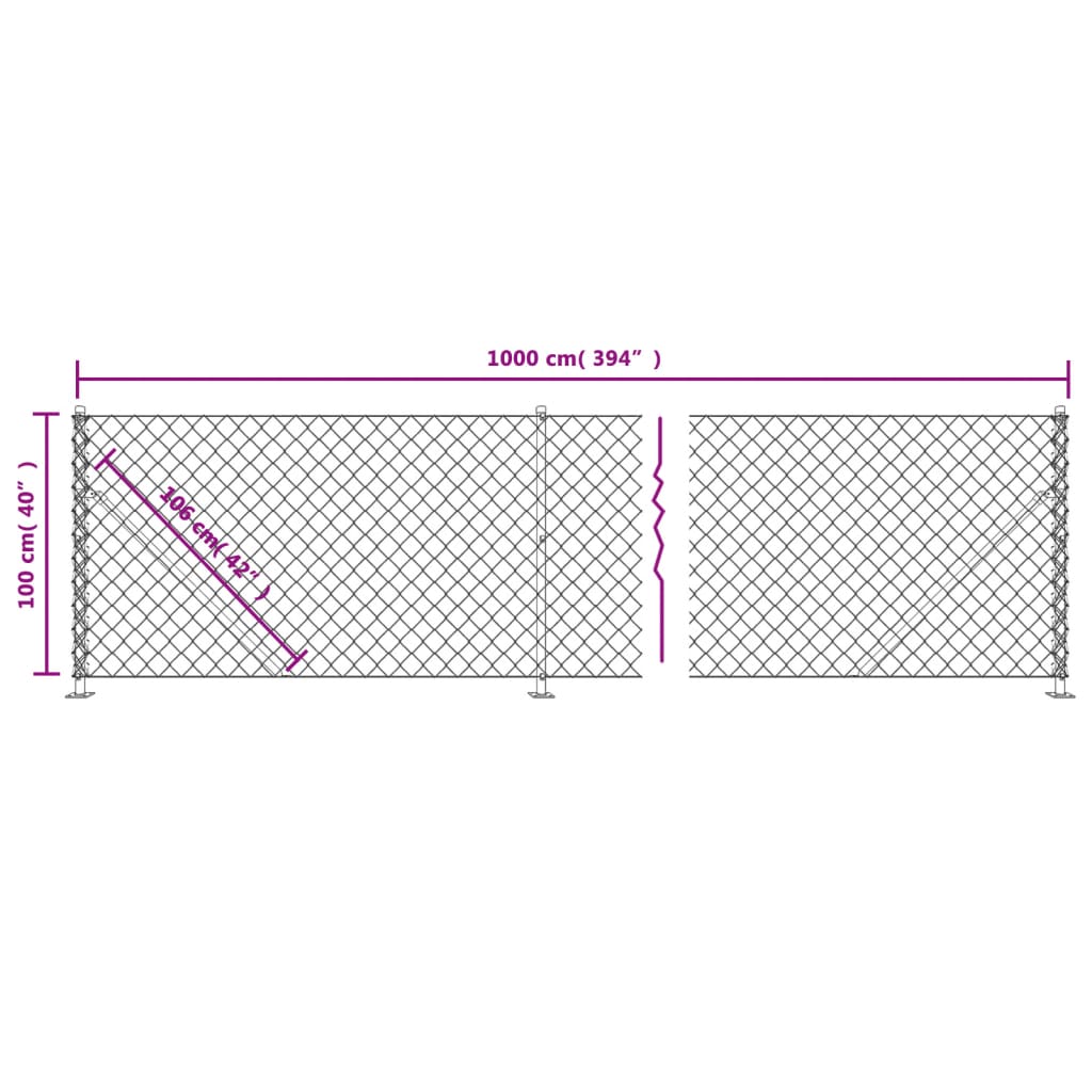 Chain Link Fence with Flange Green 1x10 m